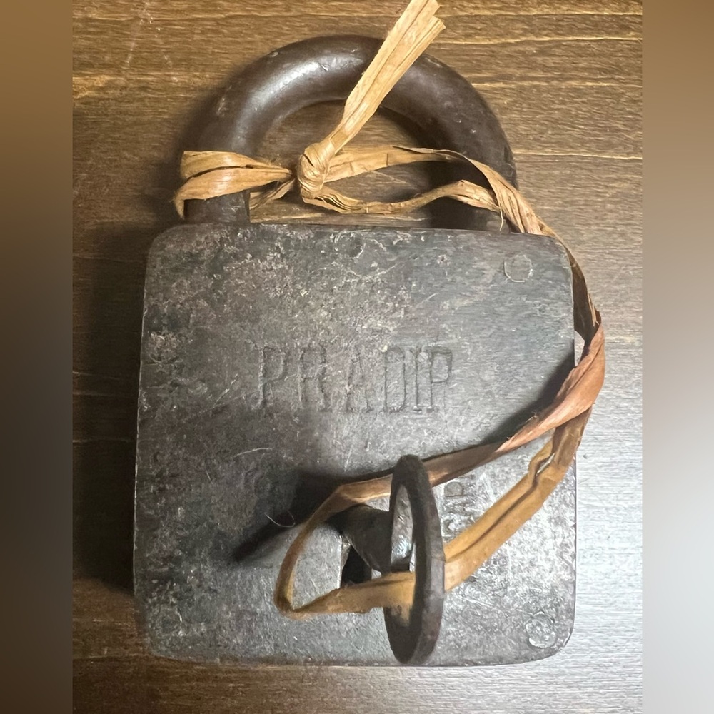 Vintage Metal Padlock with Key